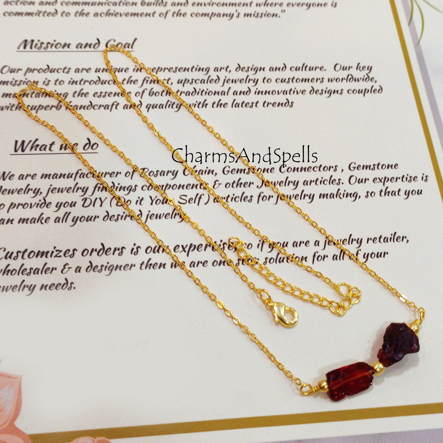 Natural Raw Garnet Necklace, Healing Necklace, January Birthstone, Layering Necklace, Gift For Girlfriend, Gift for Her - Charms And Spells