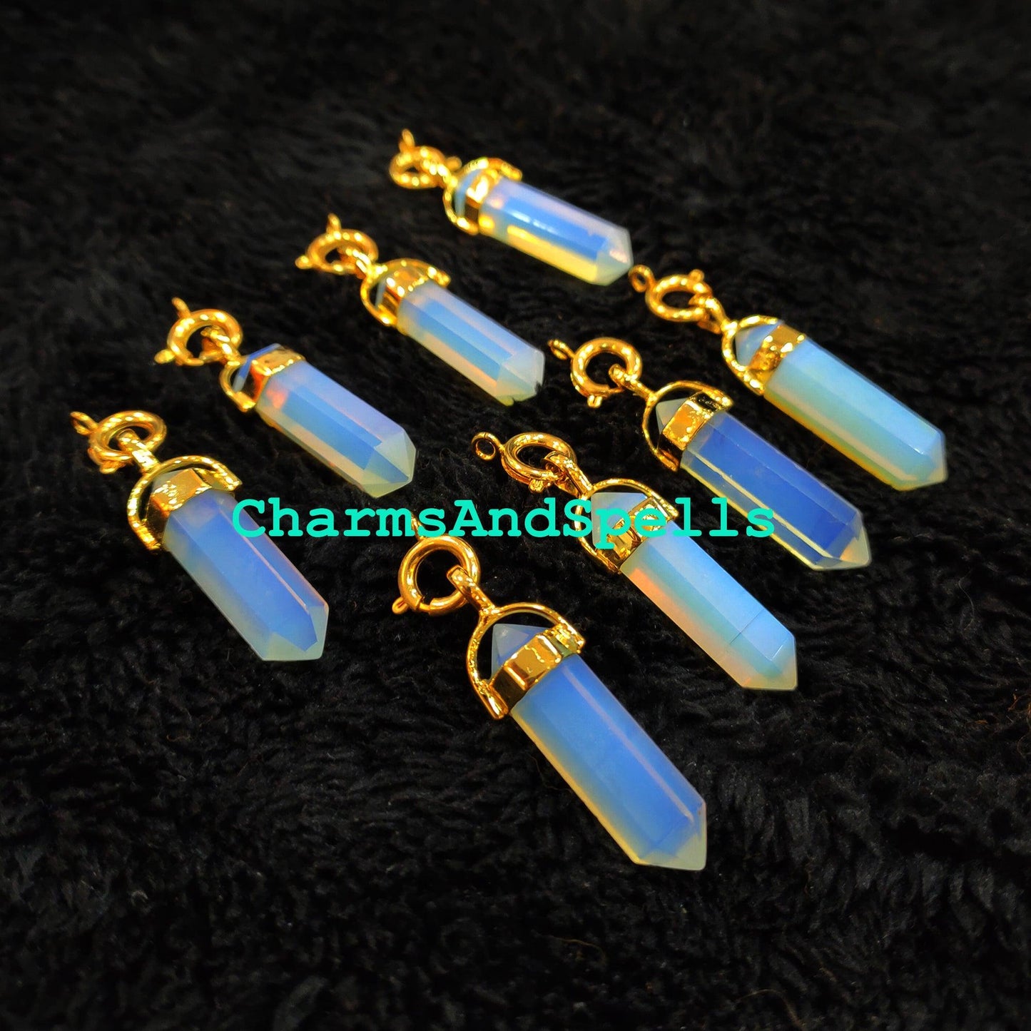 Doublet Opal Pencil Pendant, Gemstone Pencil Pendant, Ethnic Handmade Pencil Pendant, Gold Plated Jewelry, Imitation Pendant - Charms And Spells