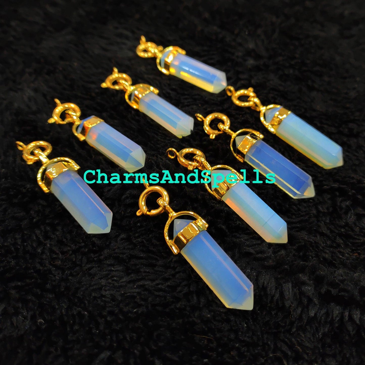 Doublet Opal Pencil Pendant, Gemstone Pencil Pendant, Ethnic Handmade Pencil Pendant, Gold Plated Jewelry, Imitation Pendant - Charms And Spells