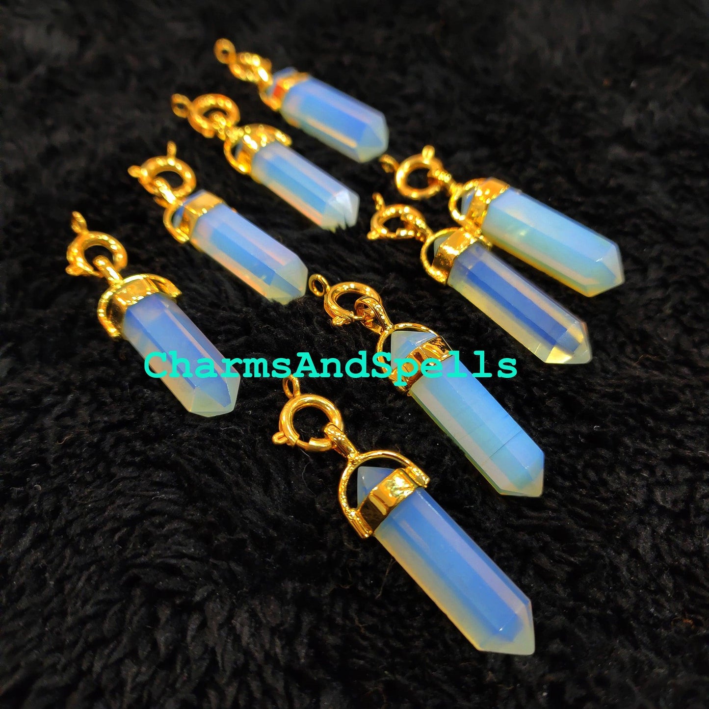 Doublet Opal Pencil Pendant, Gemstone Pencil Pendant, Ethnic Handmade Pencil Pendant, Gold Plated Jewelry, Imitation Pendant - Charms And Spells