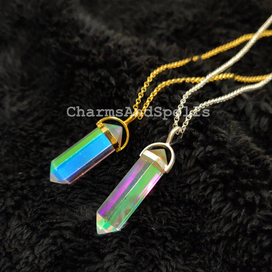 Doublet Opal Pencil Pendant, Gemstone Pencil Pendant, Ethnic Handmade Pencil Pendant, Silver/Gold Plated Jewelry, Imitation Pendant - Charms And Spells