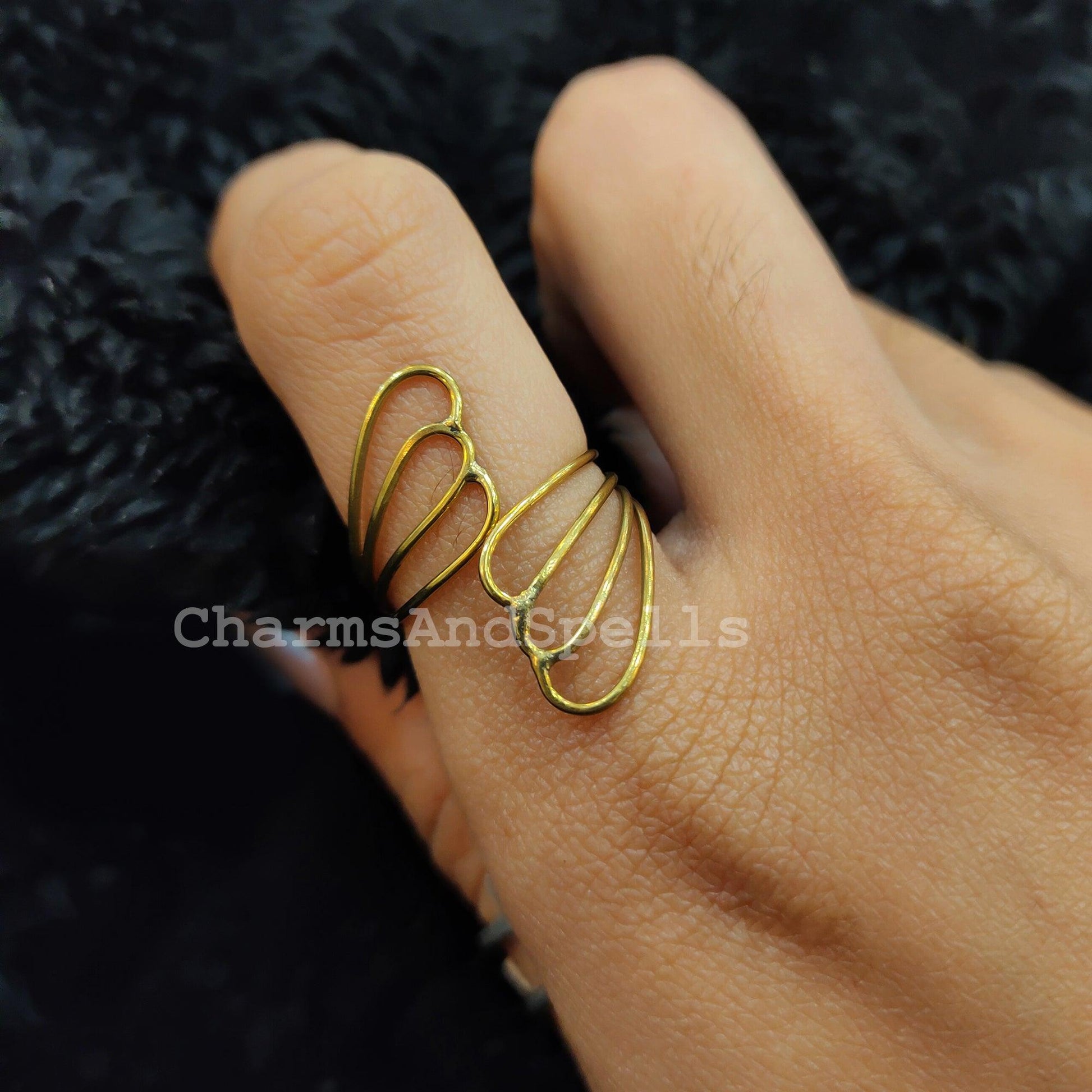 Butterfly Ring, Handmade Artisan Crafted Ring, Monarch Ring, Women Jewelry, Jewelry, Dainty Gold Plated Ring, Statement Ring - Charms And Spells