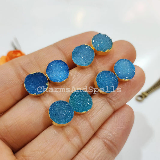 Druzy Electroplated Stud Earrings, Dainty Earrings Stud, Handmade Stud Earrings, Dainty Raw Gemstone Earrings, Wholesale Suppliers - Charms And Spells