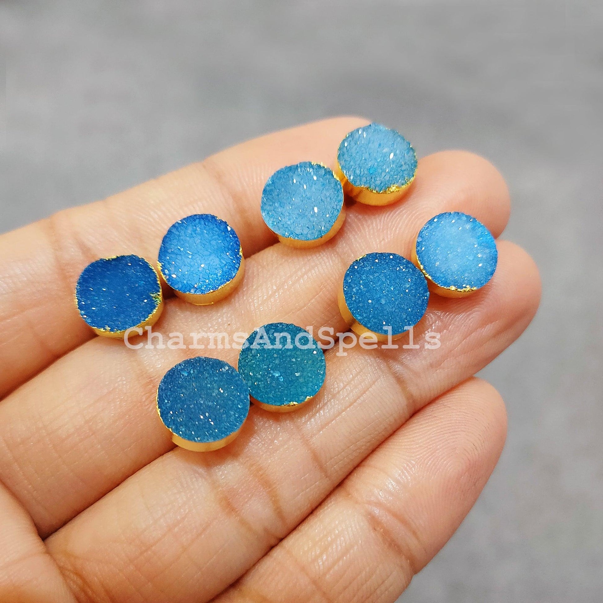 Druzy Electroplated Stud Earrings, Dainty Earrings Stud, Handmade Stud Earrings, Dainty Raw Gemstone Earrings, Wholesale Suppliers - Charms And Spells