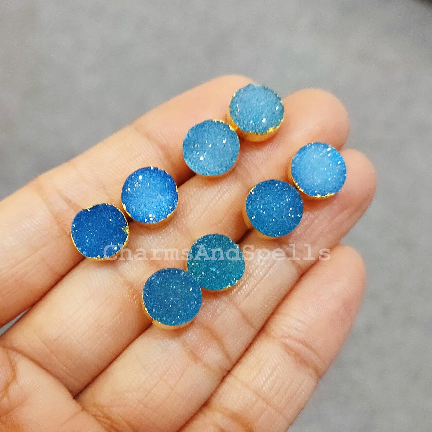 Druzy Electroplated Stud Earrings, Dainty Earrings Stud, Handmade Stud Earrings, Dainty Raw Gemstone Earrings, Wholesale Suppliers - Charms And Spells