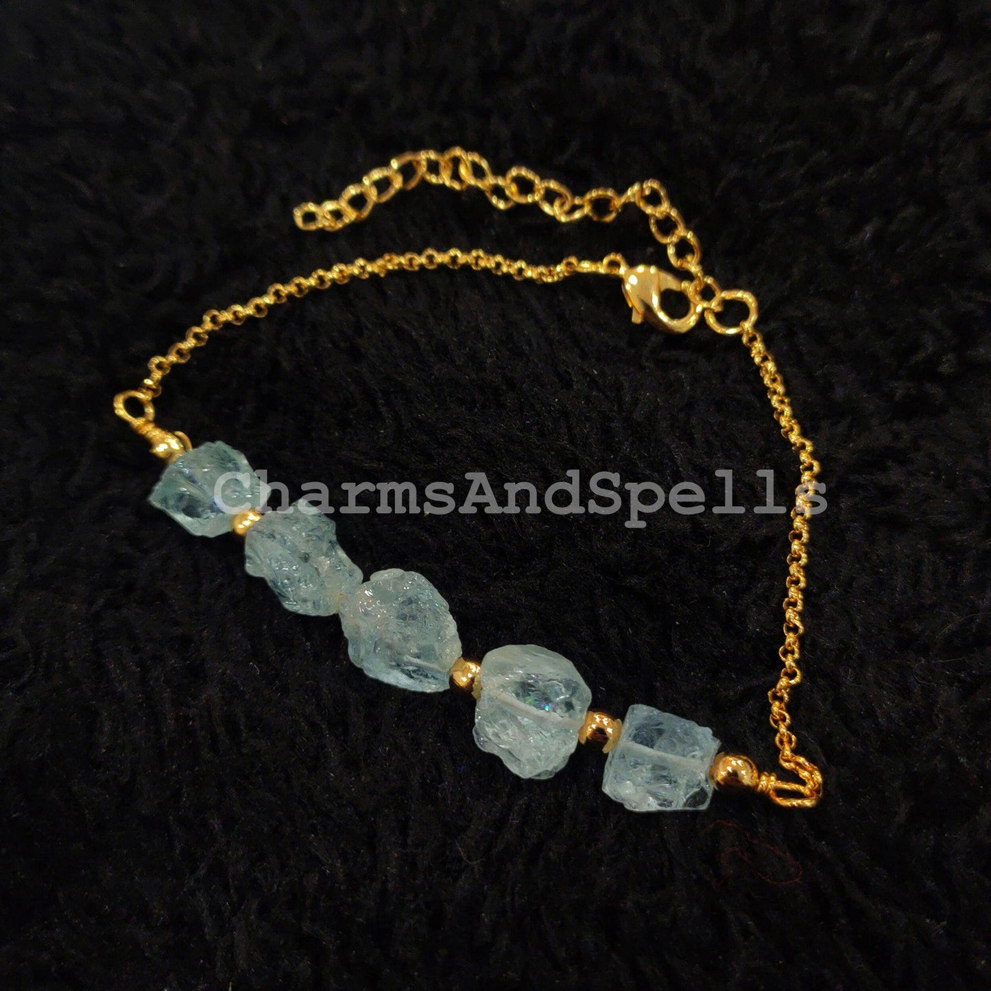 Raw Aquamarine Bracelet, Gemstone Bracelet, Ethnic Bracelet, Handmade Bracelet, Dainty Crystals Bracelet, Bracelet For Women - Charms And Spells