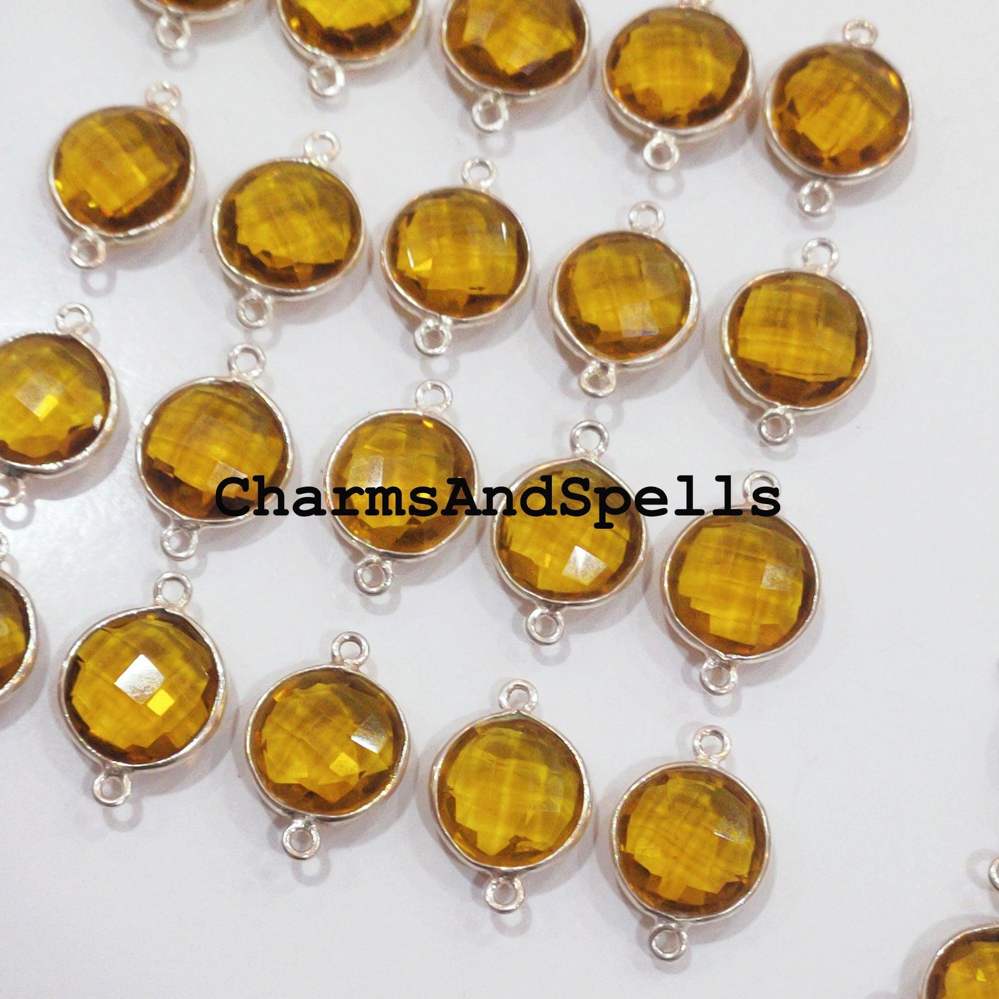 Honey Quartz Bracelet Charms Connector, Boho Gemstone Charms Connectors, Wholesale Bulk Jewelry Supplies, 15x20mm Quartz Bracelet - Charms And Spells