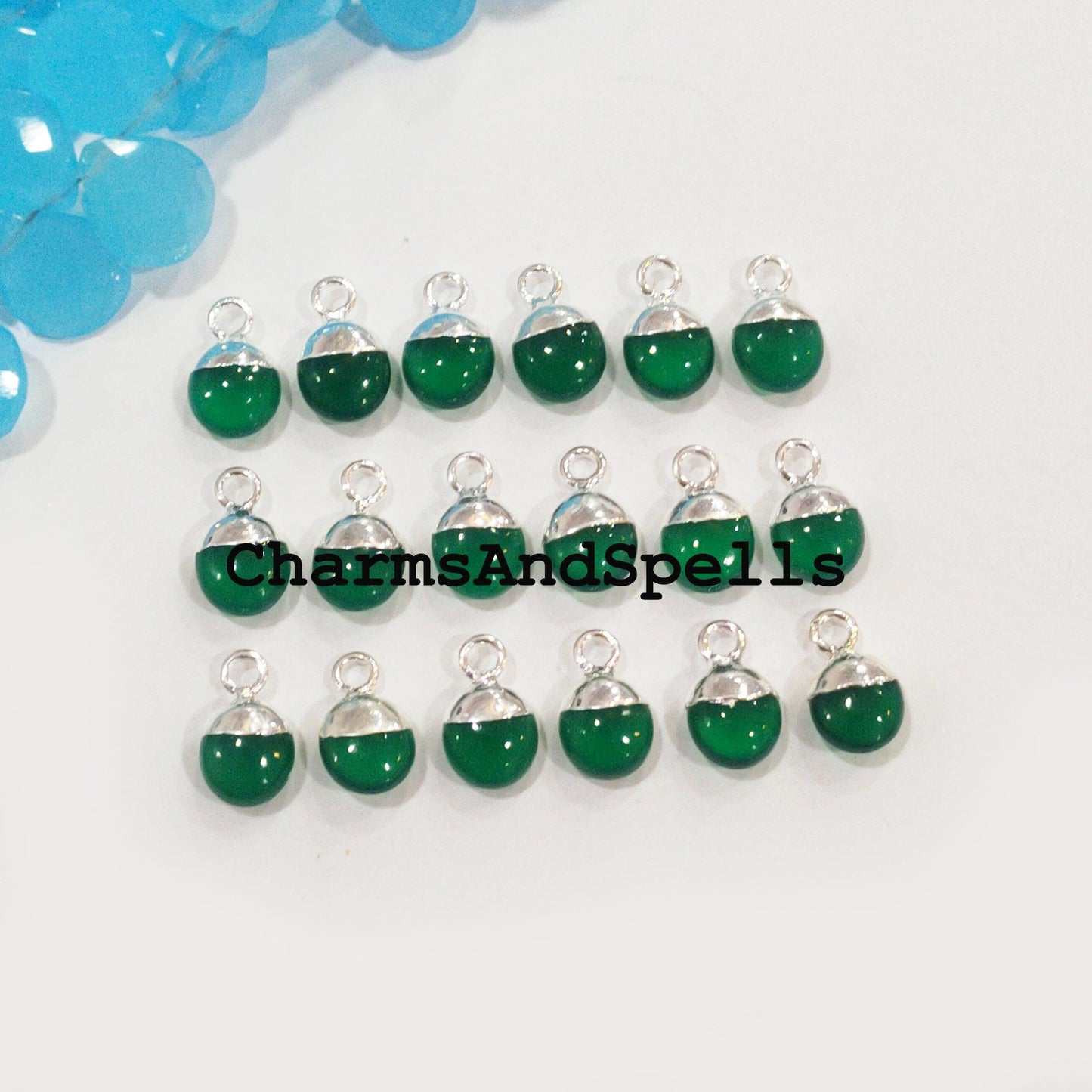 Fine quality Green Onyx Charms Pendent, Gold Electroplated Connector, Earring Pendant Minimalist Collection, DIY Pendant Connector - Charms And Spells