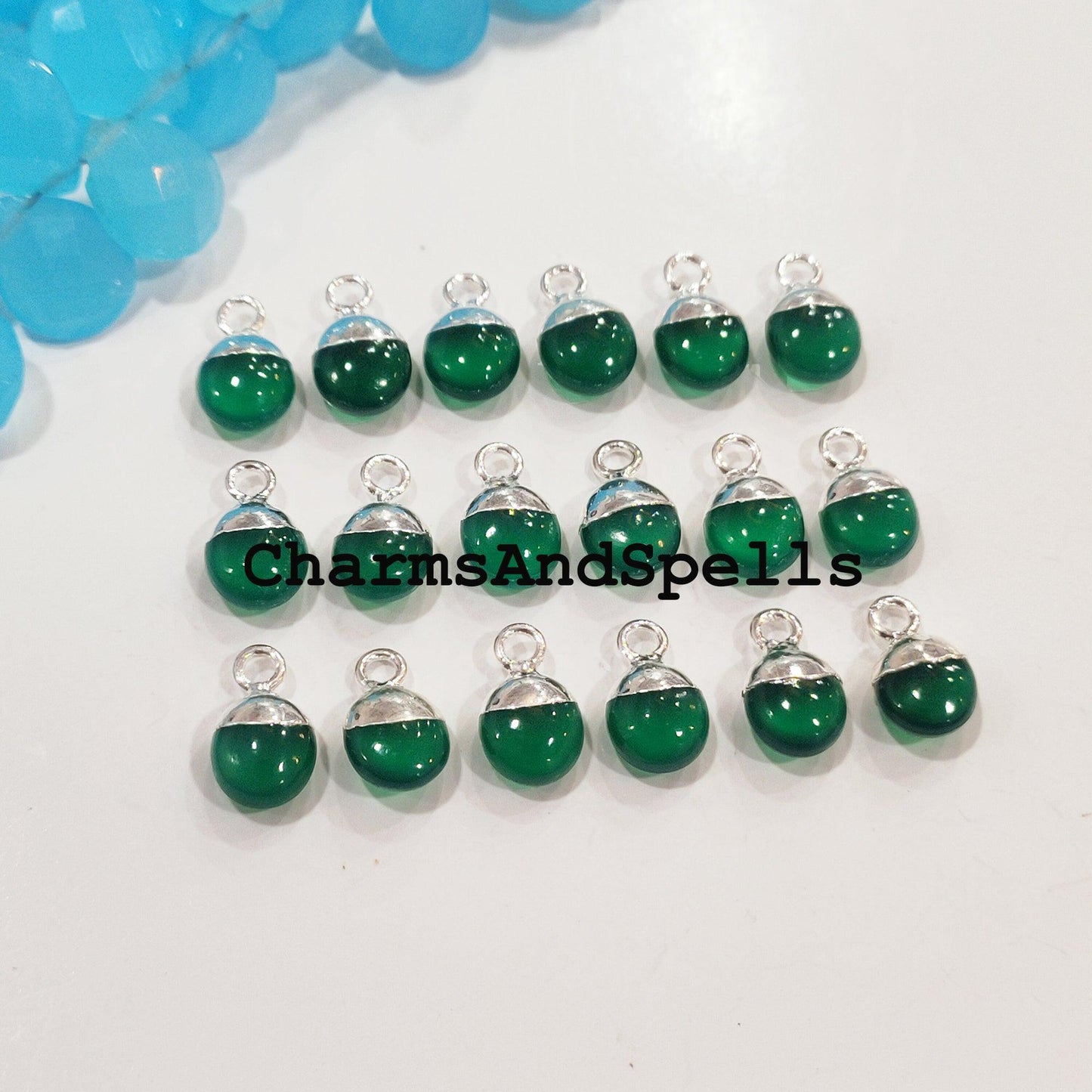 Fine quality Green Onyx Charms Pendent, Gold Electroplated Connector, Earring Pendant Minimalist Collection, DIY Pendant Connector - Charms And Spells