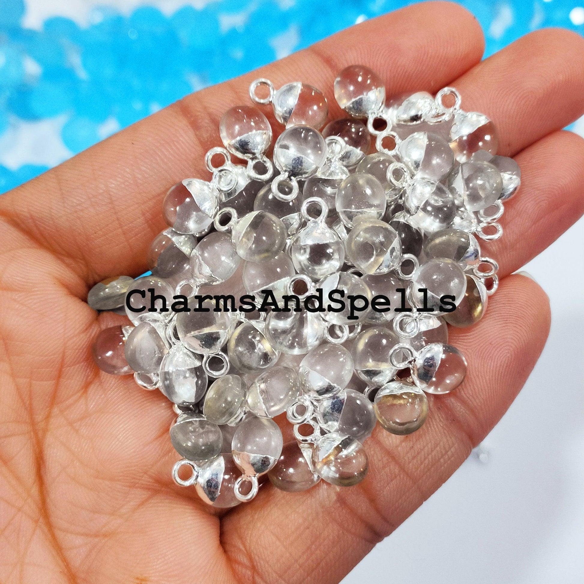 Genuine Crystal Quartz Pendent Charm, Necklace Charms, DIY Jewelry Supplies for Jewelry Making, Electroplated Findings, Bulk Wholesale - Charms And Spells