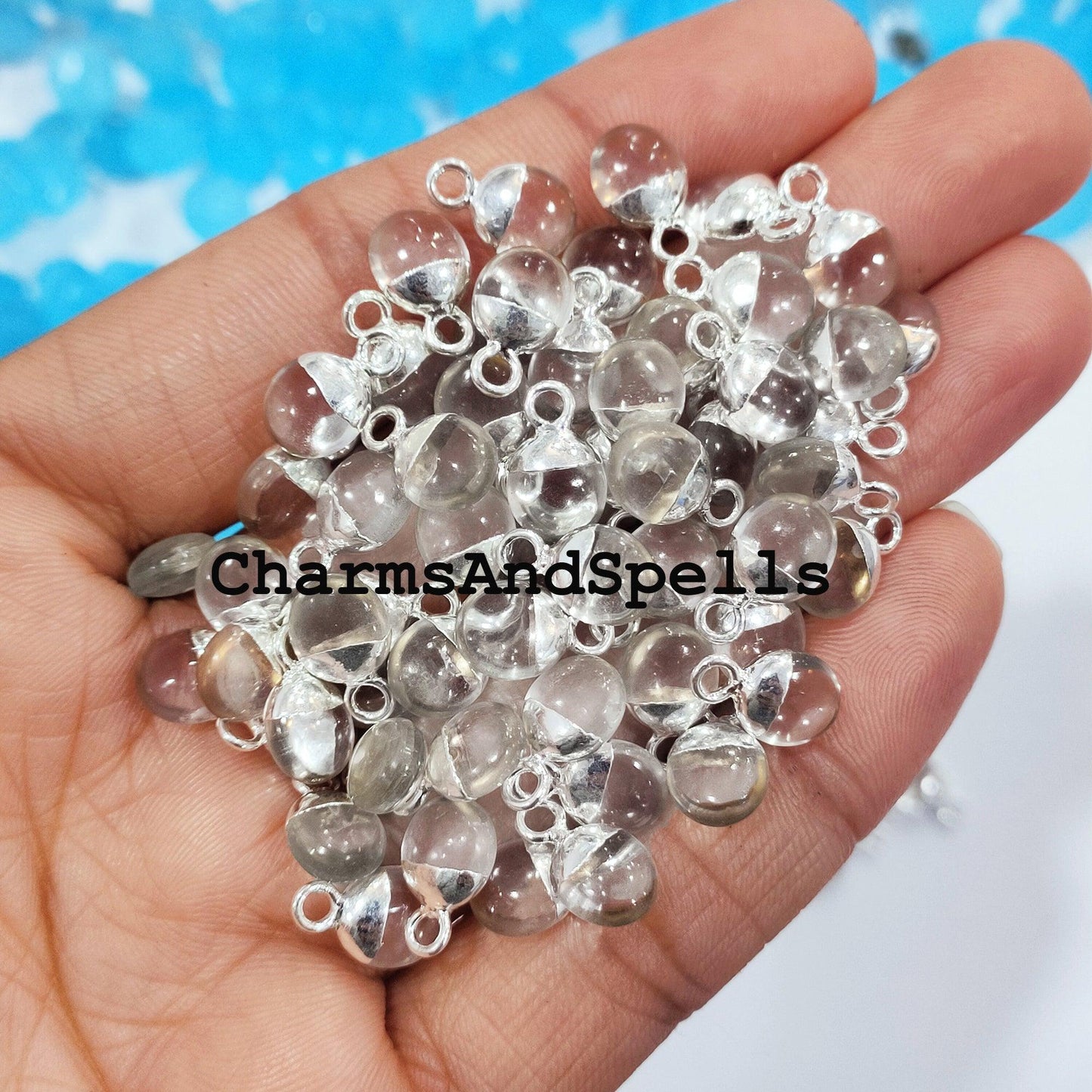 Genuine Crystal Quartz Pendent Charm, Necklace Charms, DIY Jewelry Supplies for Jewelry Making, Electroplated Findings, Bulk Wholesale - Charms And Spells