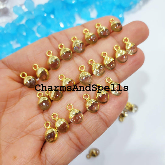 100% Natural Citrine Charm Pendent, Electroplated Gold Pendant Charm, 8X12mm DIY Jewelry Making Findings, Pendent Connector - Charms And Spells