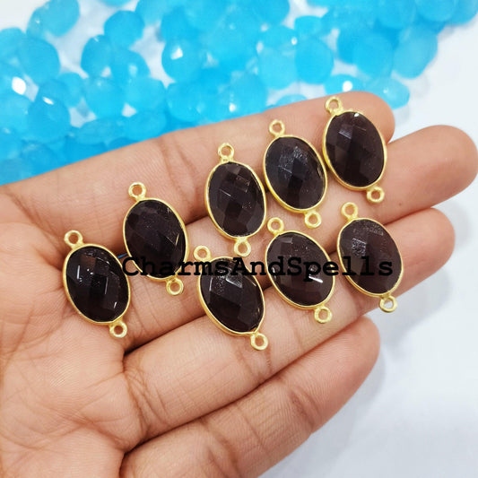 Smoky Quartz Bracelet Connector, 14K Gold Plated Connector & Charms, 12x23mm Faceted Charm Connector, DIY Jewelry Making Connector - Charms And Spells