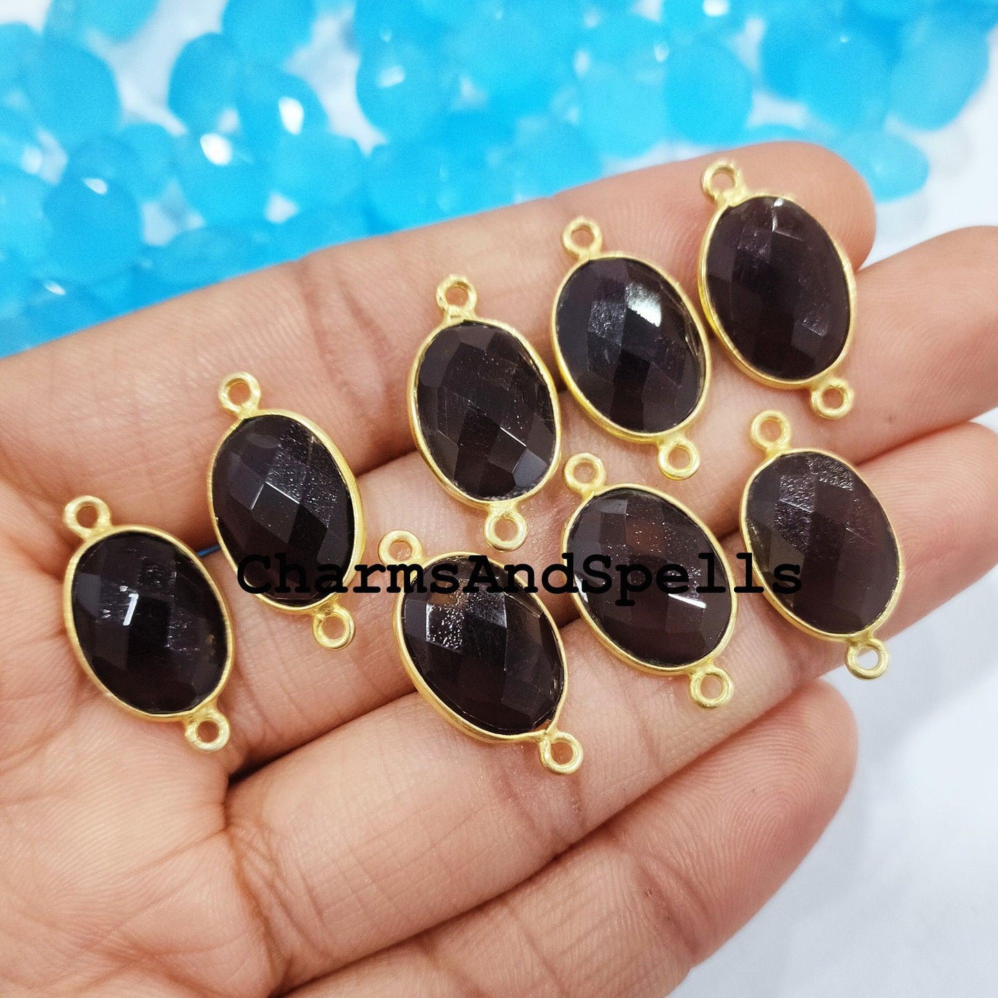 Smoky Quartz Bracelet Connector, 14K Gold Plated Connector & Charms, 12x23mm Faceted Charm Connector, DIY Jewelry Making Connector - Charms And Spells