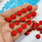 15x17mm Coral Bezel Connectors, Findings, Red Coral 14K Gold Plated Single Bail Connectors, Red Gemstone - Charms And Spells