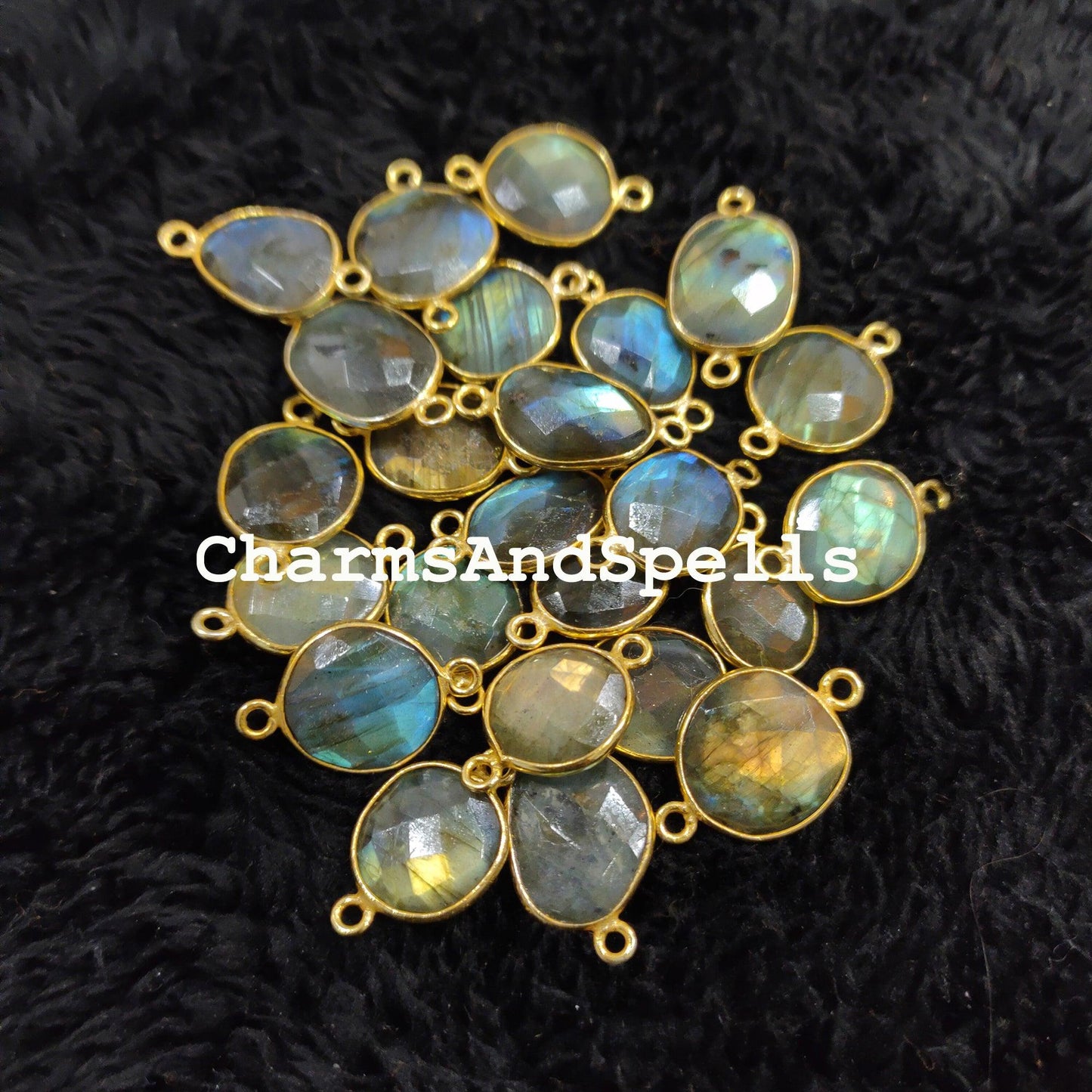 Labradorite Connector, Boho Gemstone Connectors, Wholesale Bulk Jewelry Supplies, 12x20-15x22mm Bracelet Connector - Charms And Spells