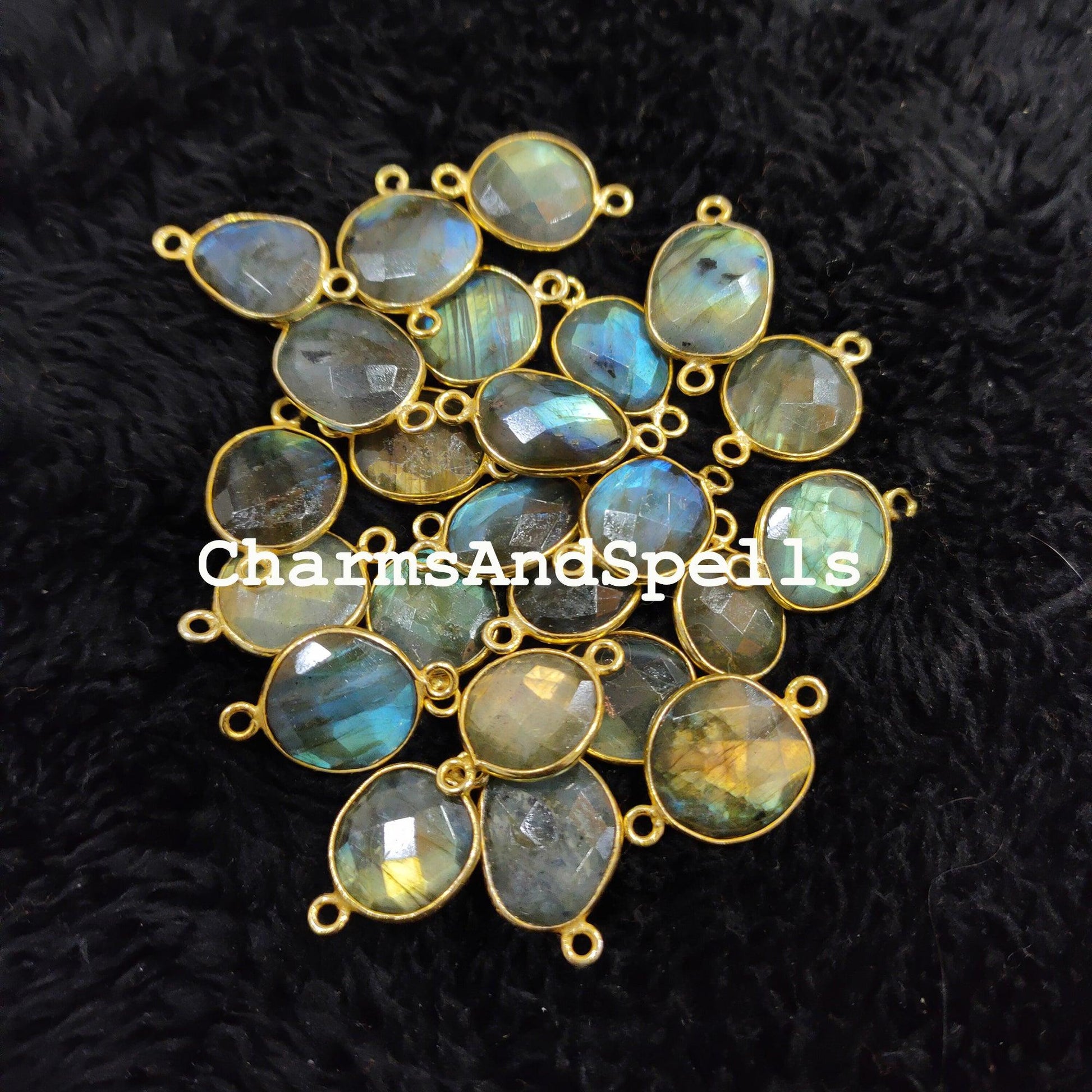 Labradorite Connector, Boho Gemstone Connectors, Wholesale Bulk Jewelry Supplies, 12x20-15x22mm Bracelet Connector - Charms And Spells