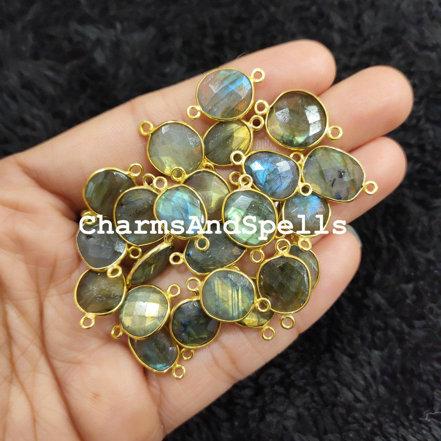 Labradorite Connector, Boho Gemstone Connectors, Wholesale Bulk Jewelry Supplies, 12x20-15x22mm Bracelet Connector - Charms And Spells