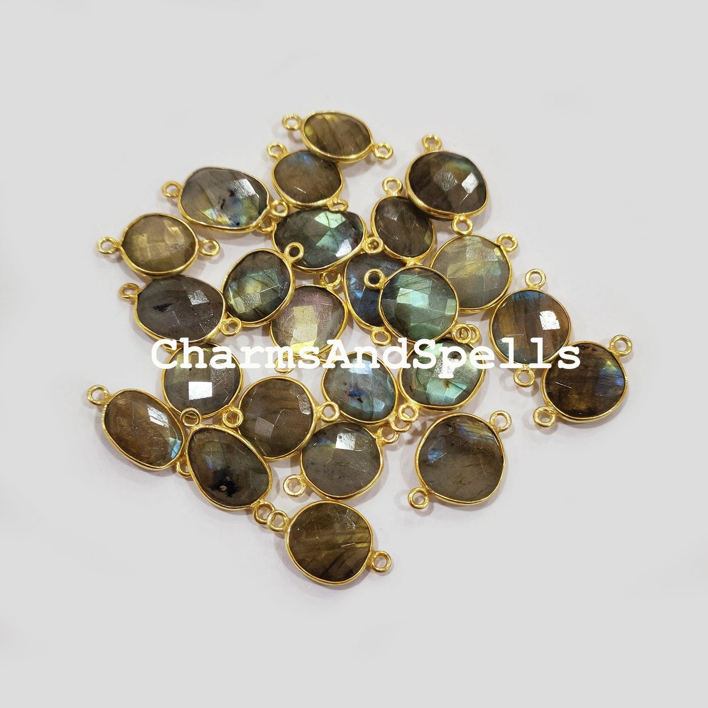 Labradorite Connector, Boho Gemstone Connectors, Wholesale Bulk Jewelry Supplies, 12x20-15x22mm Bracelet Connector - Charms And Spells