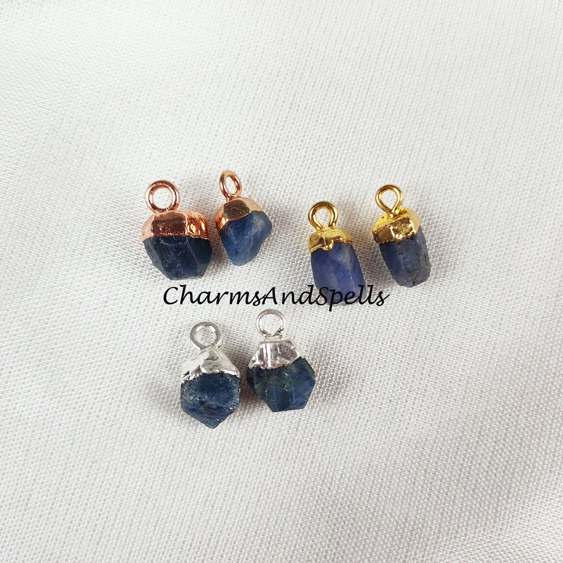 Tanzanite Pendant Connectors, Rough Connectors, Electroplated Single Bail Connectors, Natural Raw Tanzanite - Charms And Spells