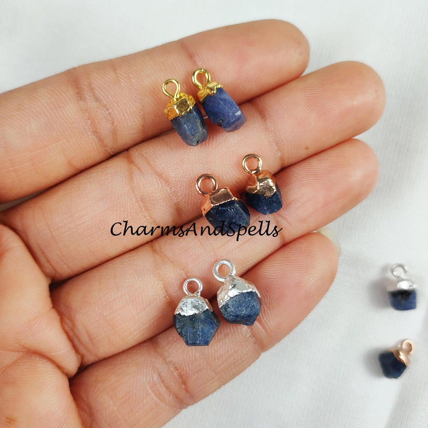 Tanzanite Pendant Connectors, Rough Connectors, Electroplated Single Bail Connectors, Natural Raw Tanzanite - Charms And Spells