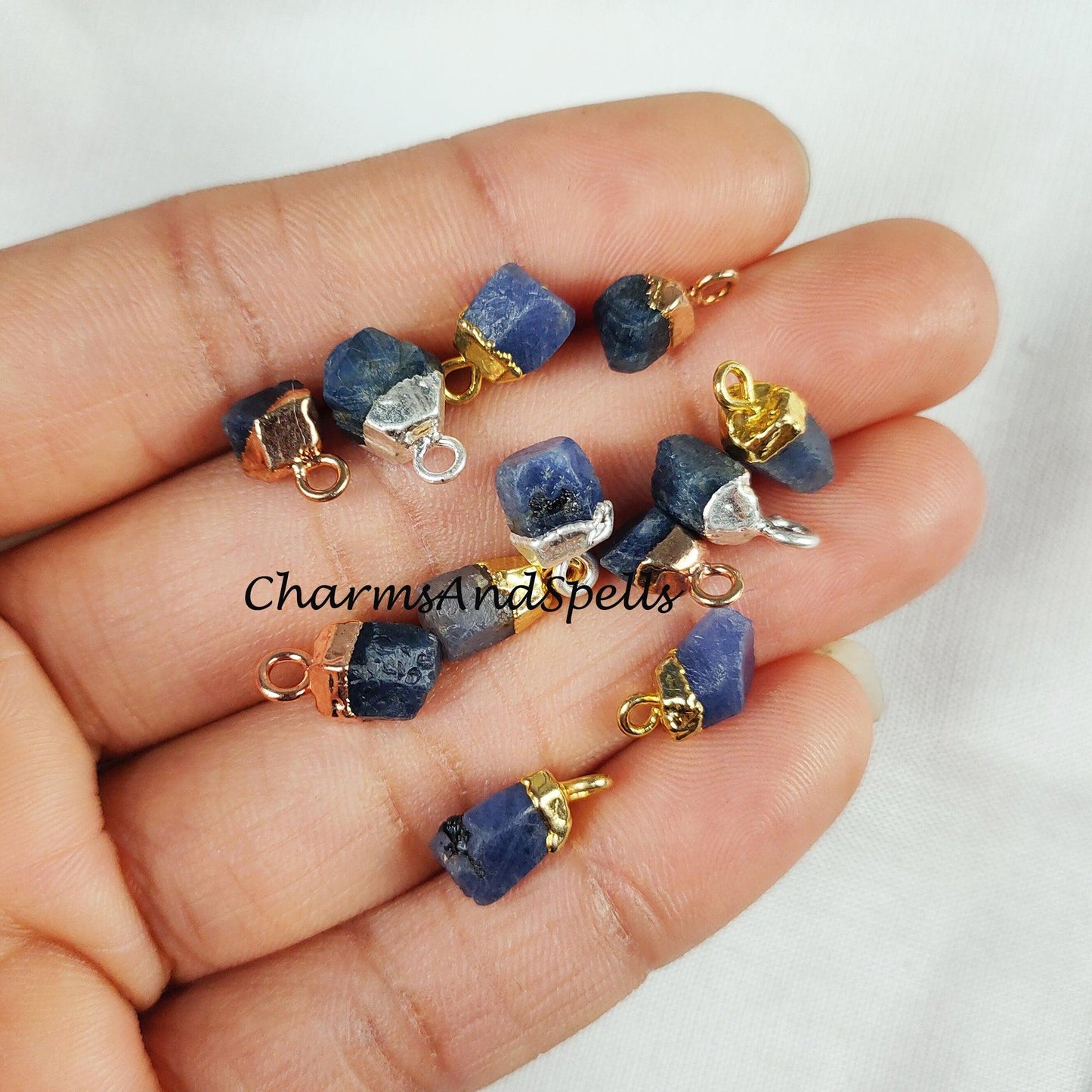 Tanzanite Pendant Connectors, Rough Connectors, Electroplated Single Bail Connectors, Natural Raw Tanzanite - Charms And Spells