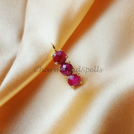 Ruby Necklace For Women, Handmade Pendant, Long Ruby Pendant, July Birthstone, Gift for Her - Charms And Spells