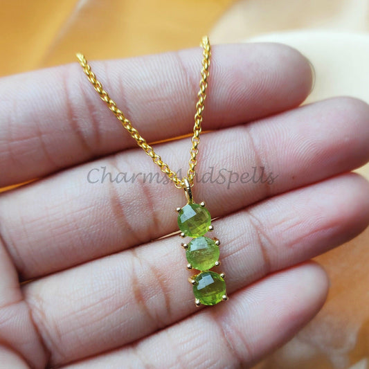 Peridot Necklace, Birthstone Necklace, Gemstone Necklace, Dainty Necklace, Layering Necklace, Ethnic Jewelry, August Birthstone - Charms And Spells