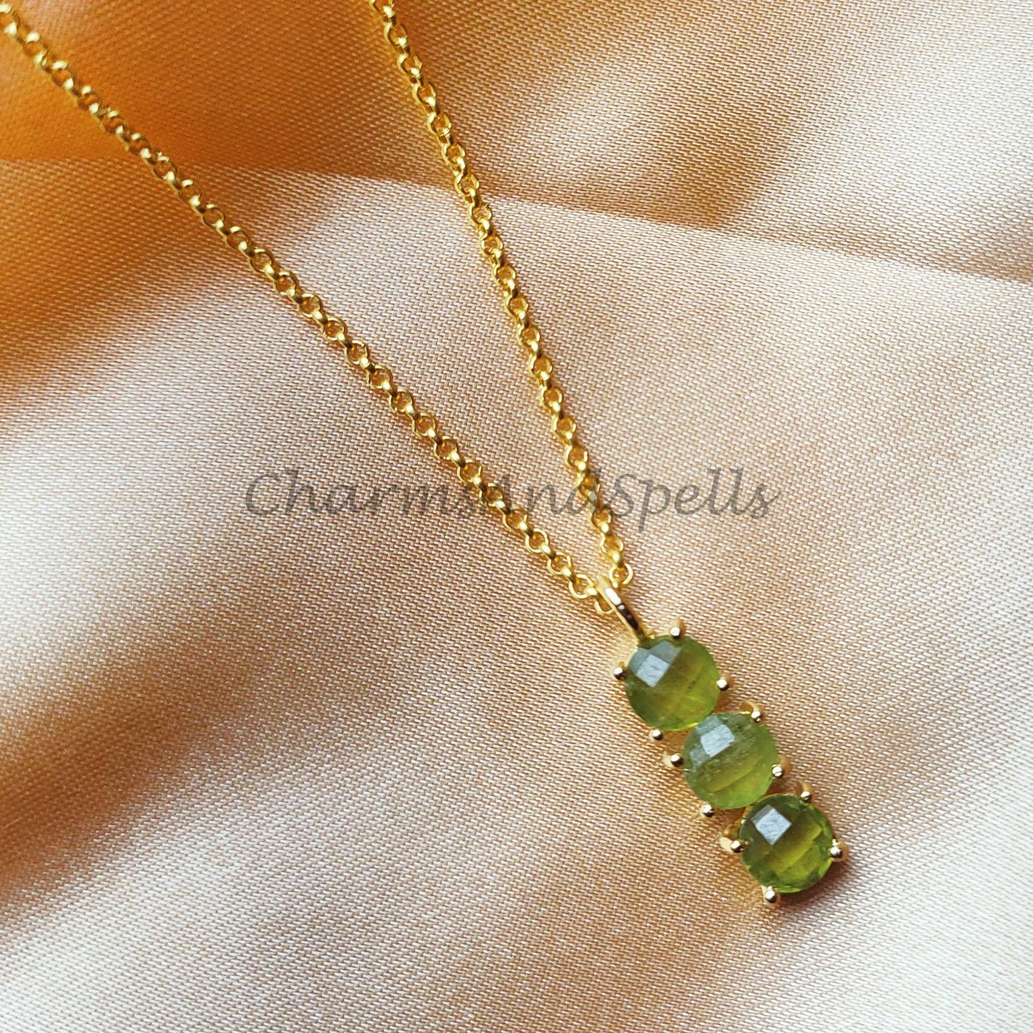 Peridot Necklace, Birthstone Necklace, Gemstone Necklace, Dainty Necklace, Layering Necklace, Ethnic Jewelry, August Birthstone - Charms And Spells