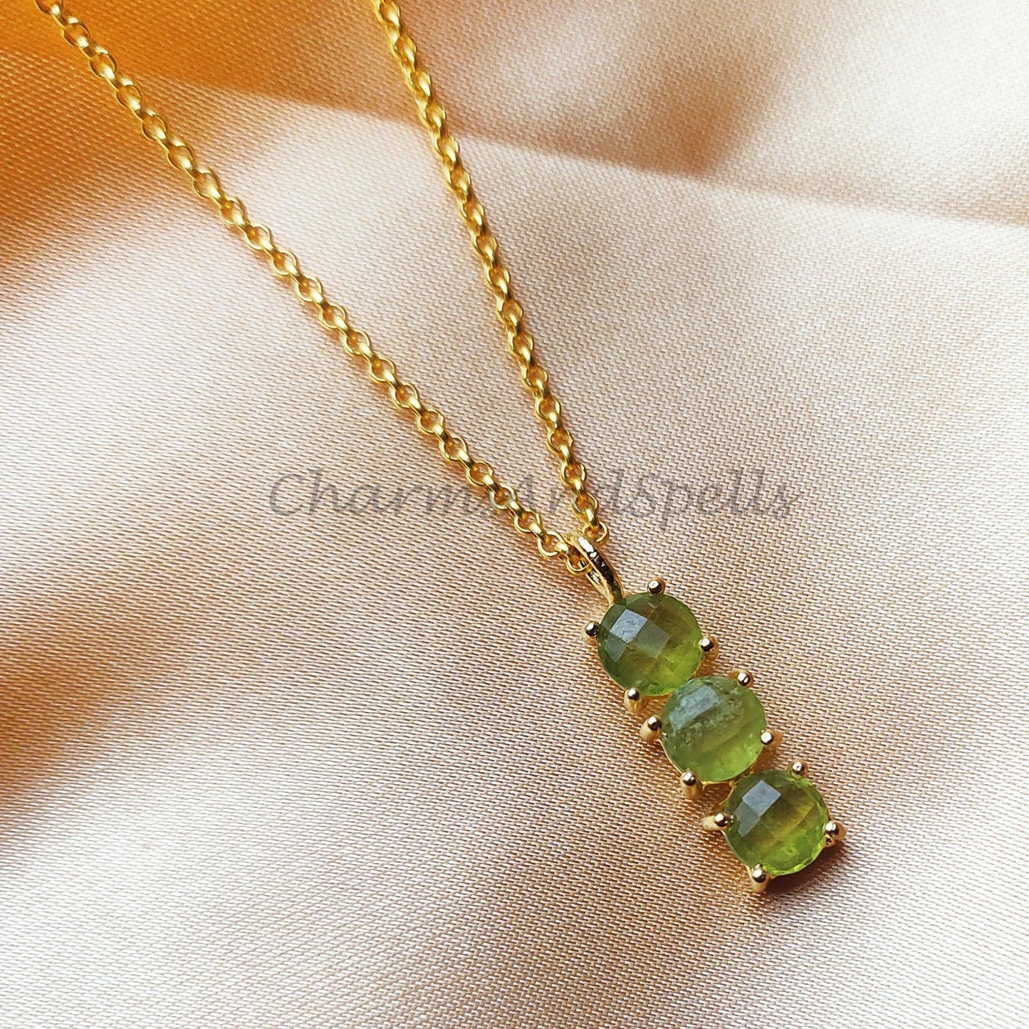 Peridot Necklace, Birthstone Necklace, Gemstone Necklace, Dainty Necklace, Layering Necklace, Ethnic Jewelry, August Birthstone - Charms And Spells