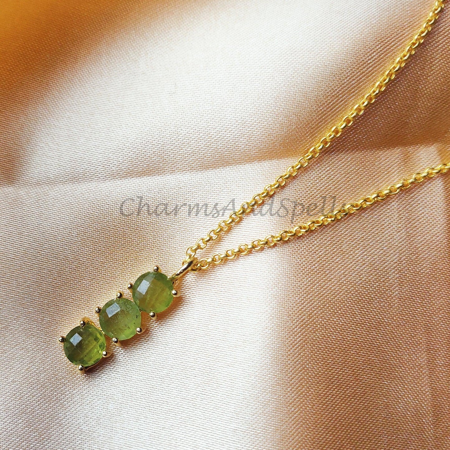 Peridot Necklace, Birthstone Necklace, Gemstone Necklace, Dainty Necklace, Layering Necklace, Ethnic Jewelry, August Birthstone - Charms And Spells