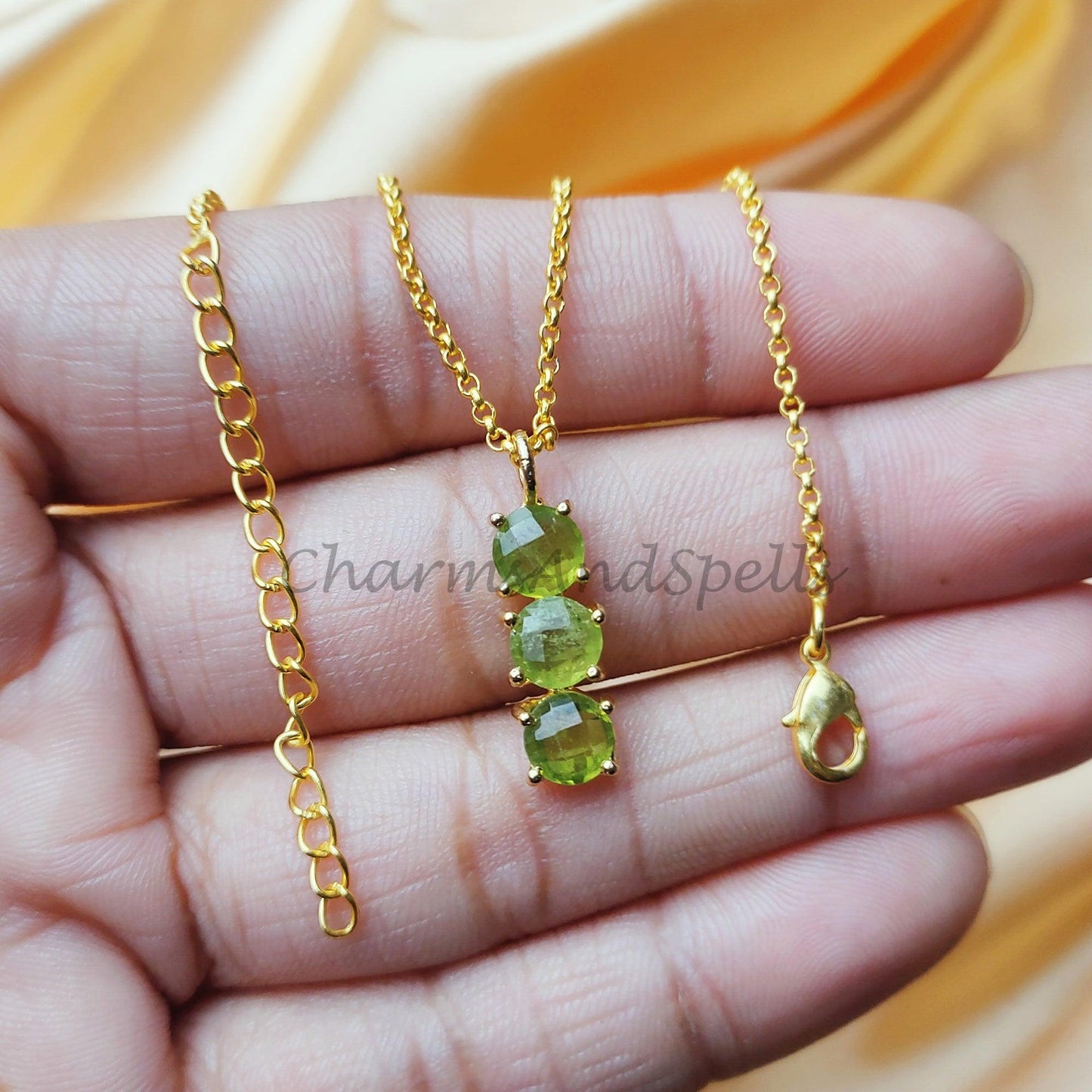 Peridot Necklace, Birthstone Necklace, Gemstone Necklace, Dainty Necklace, Layering Necklace, Ethnic Jewelry, August Birthstone - Charms And Spells