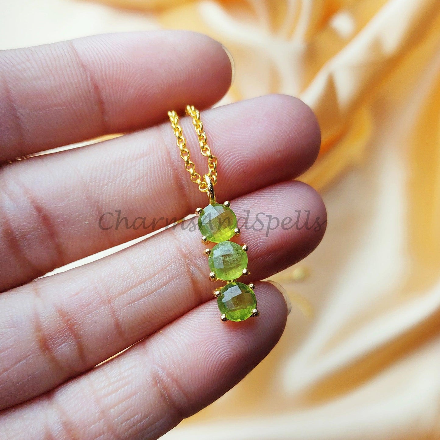 Peridot Necklace, Birthstone Necklace, Gemstone Necklace, Dainty Necklace, Layering Necklace, Ethnic Jewelry, August Birthstone - Charms And Spells