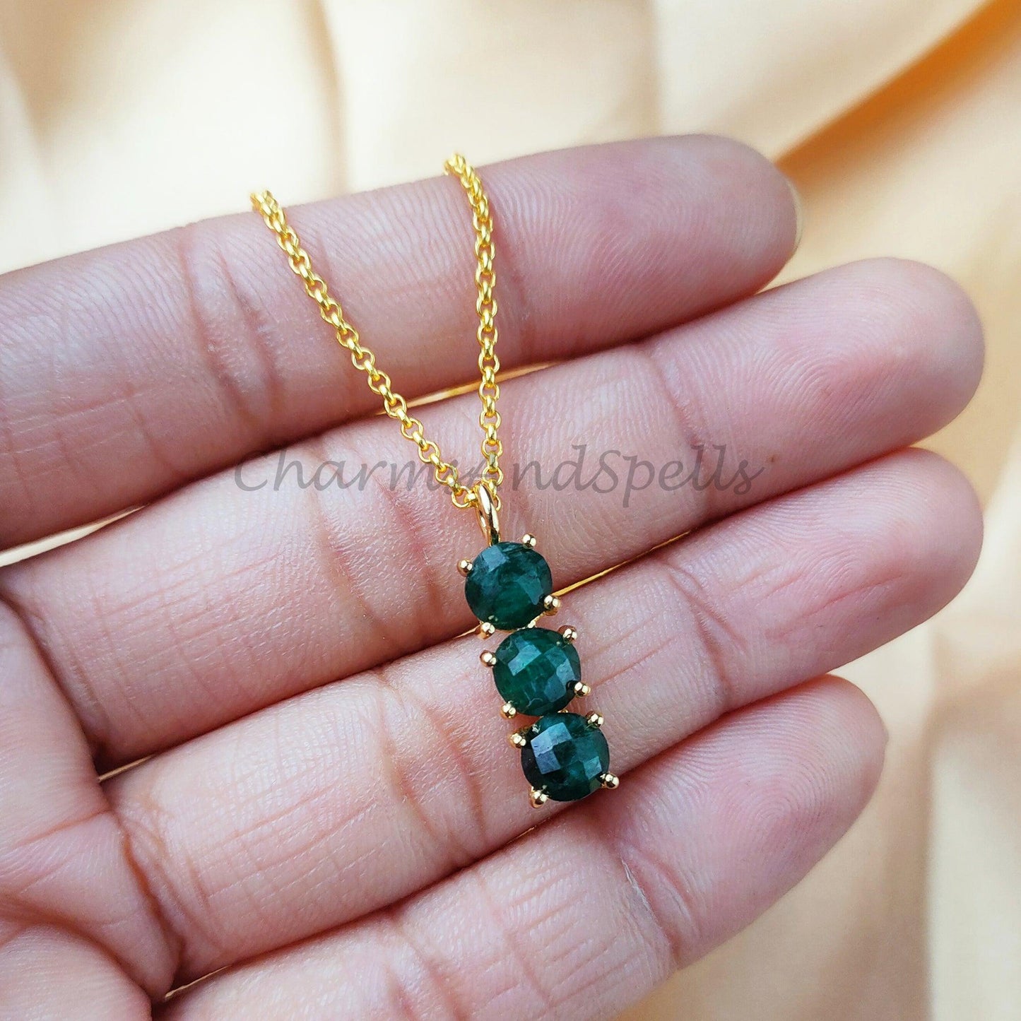 Emerald Necklace, Gold Emerald Necklace, May Birthstone, Gift for Her, Dainty Necklace, Teardrop Emerald, Layering Necklace - Charms And Spells