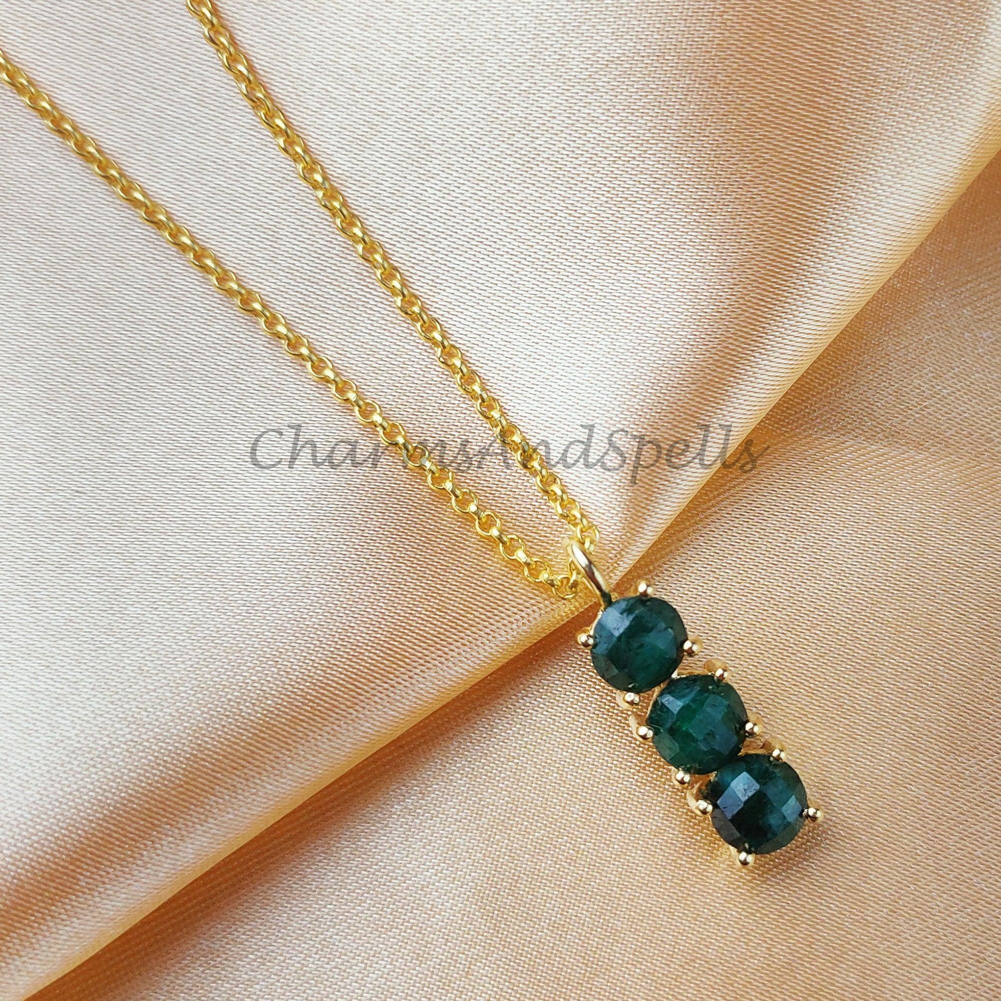 Emerald Necklace, Gold Emerald Necklace, May Birthstone, Gift for Her, Dainty Necklace, Teardrop Emerald, Layering Necklace - Charms And Spells