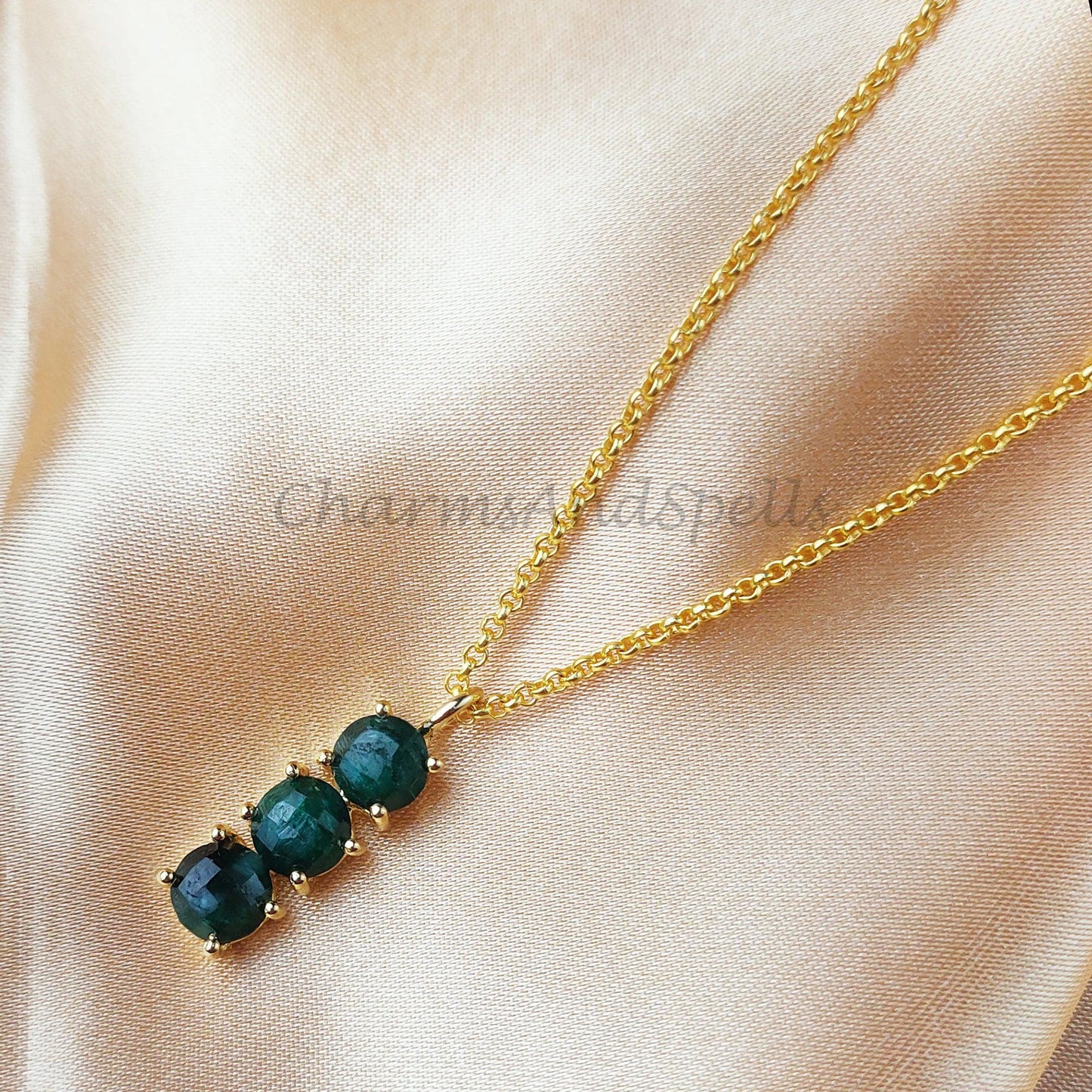 Emerald Necklace, Gold Emerald Necklace, May Birthstone, Gift for Her, Dainty Necklace, Teardrop Emerald, Layering Necklace - Charms And Spells