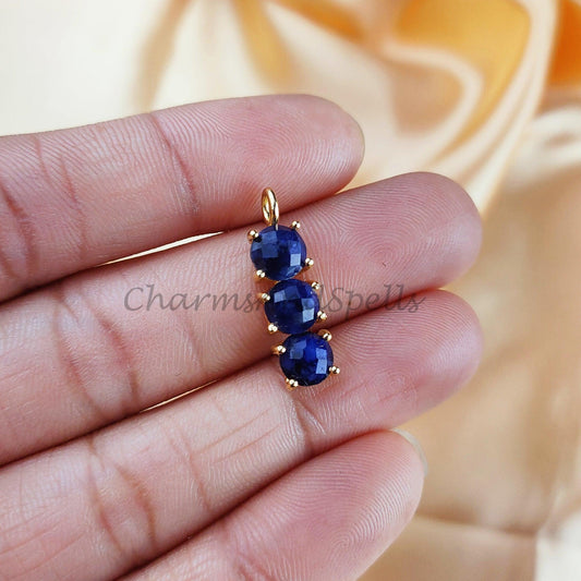 Sapphire Necklace, Tiny Sapphire Necklace, Dainty Sapphire Pendant, Birthday Gift, 14k Solid Gold Plated Sapphire Necklace - Charms And Spells