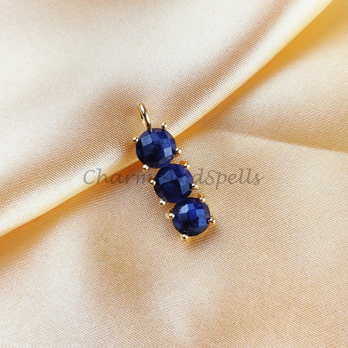 Sapphire Necklace, Tiny Sapphire Necklace, Dainty Sapphire Pendant, Birthday Gift, 14k Solid Gold Plated Sapphire Necklace - Charms And Spells