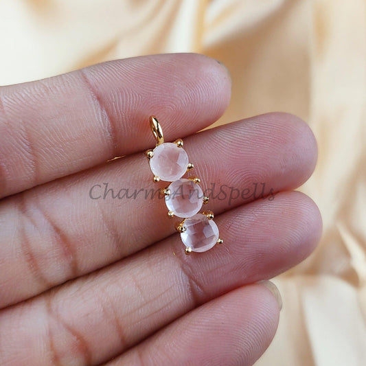 Rose Quartz Necklace, Genuine Rose Quartz, Gold Plated Necklace, Gift for Her, Bridesmaid Gifts, Women Necklace - Charms And Spells