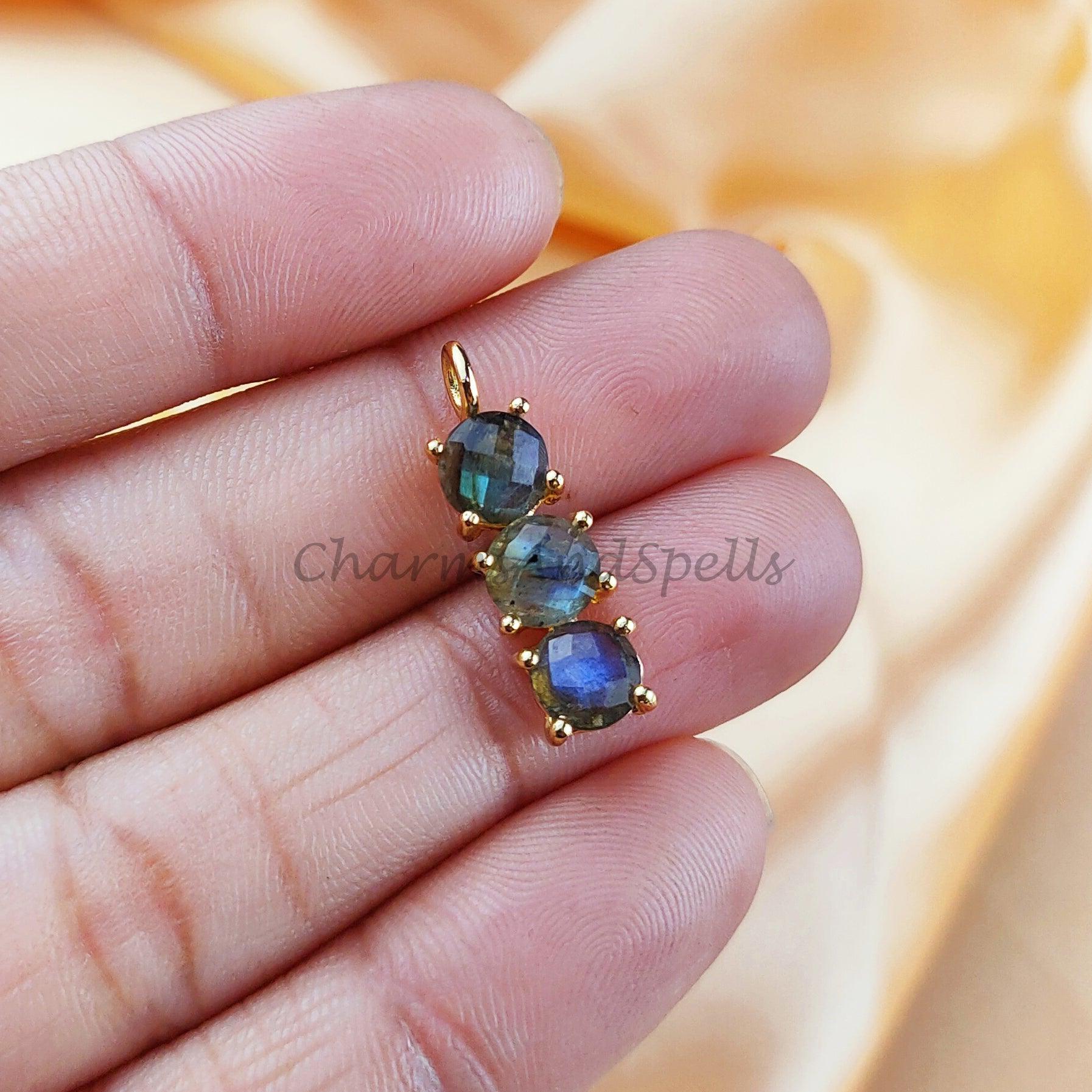 Genuine Labradorite Necklace, Flashy Labradorite, Blue Crystal Gemstone Pendant, Gold Plated Wiccan Jewelry - Charms And Spells