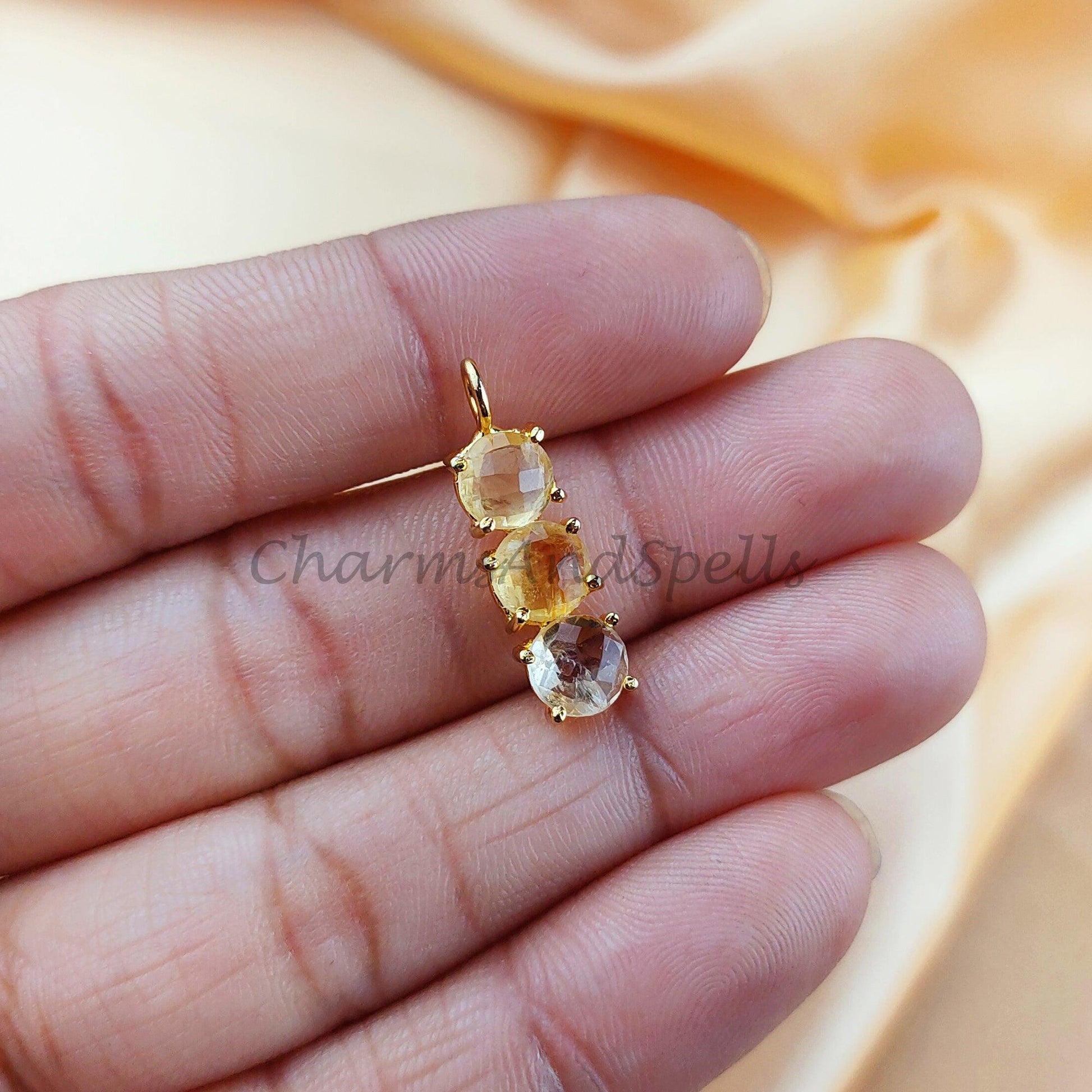 Natural Citrine Pendant, Citrine Necklace, November Birthstone Necklace, Bar Necklace, Solar Plexus Chakra - Charms And Spells