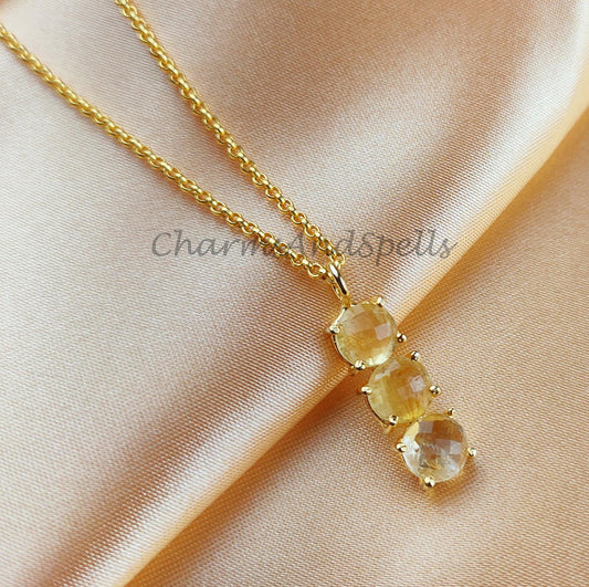 Natural Citrine Pendant, Citrine Necklace, November Birthstone Necklace, Bar Necklace, Solar Plexus Chakra - Charms And Spells