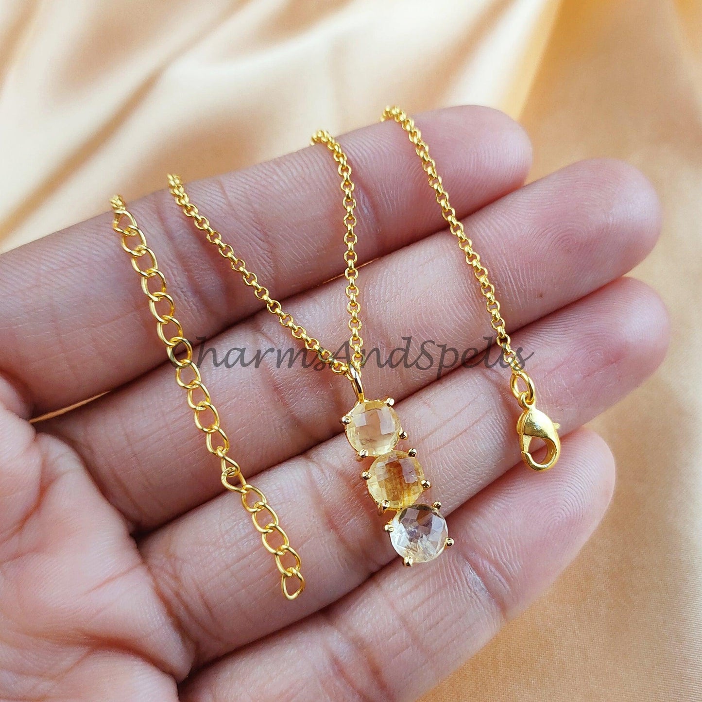 Natural Citrine Pendant, Citrine Necklace, November Birthstone Necklace, Bar Necklace, Solar Plexus Chakra - Charms And Spells