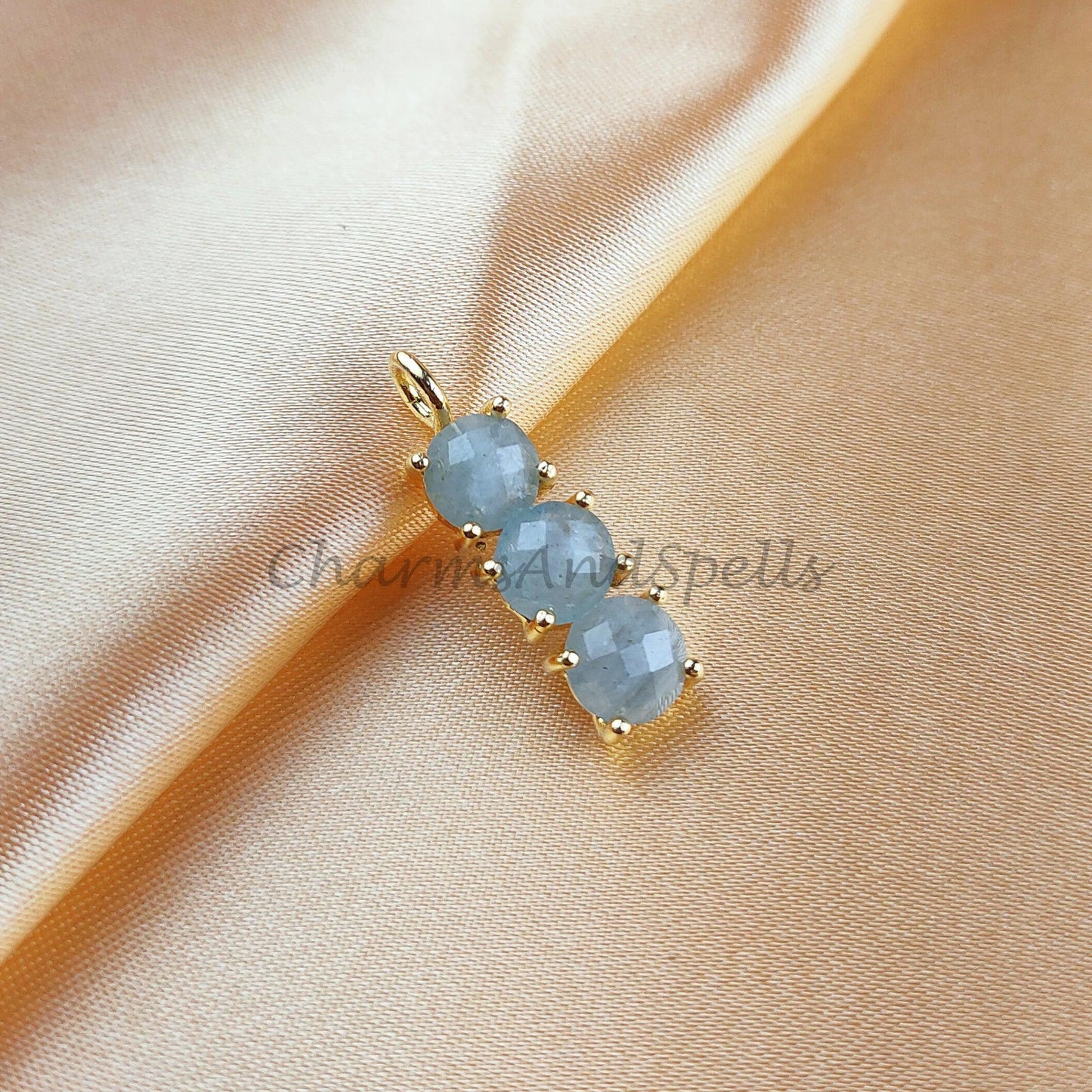 Genuine Aquamarine Necklace, Pendant Necklace, Gemstone Necklace, March Gift, Gold Plated Aquamarine Crystal Necklace - Charms And Spells