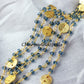1 Feet Chain, Blue Topaz Rosary Chain, Blue Chain, Charm Chain, Jewelry Making Chain, Women Chain, Necklace Chain, Gold Plated Rosary Chain - Charms And Spells