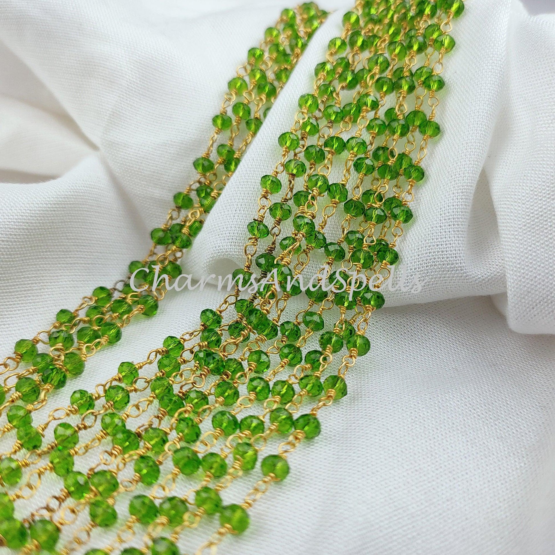 1 Feet Chain, 50%OFF Peridot Rosary Chain, Rondelle Beads Chain, Necklace Chain, Gold Plated Chain, Jewelry Making Chain, 3.5-4mm Bead Size - Charms And Spells