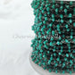 1 Feet Chain, Green Onyx Beaded Rosary Chain, Black Plated Wire Wrapped, Green Gemstone Beads, 1,2,5,10 feet Roll, Necklace Chain - Charms And Spells