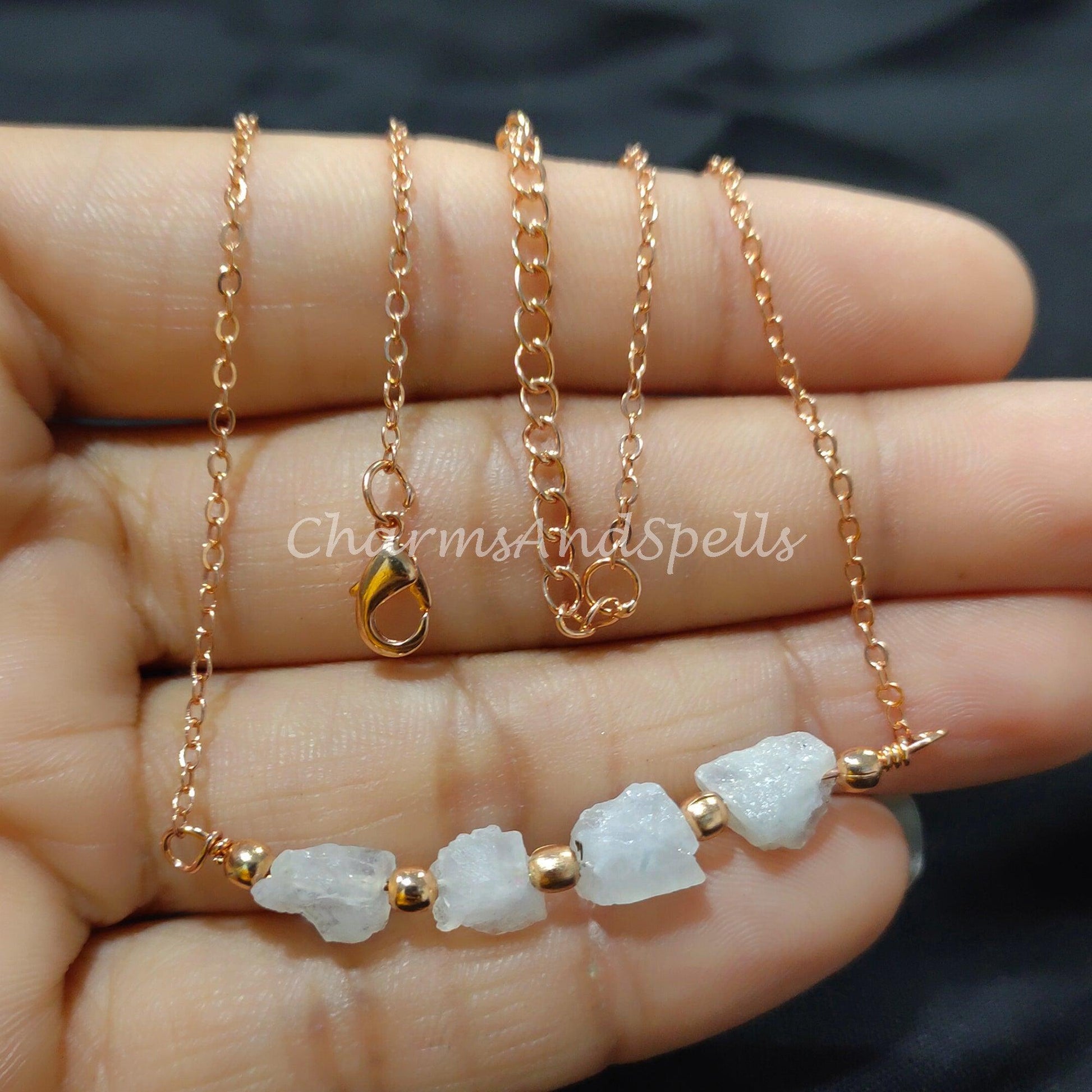 Rainbow Moonstone Necklace, Handmade Necklace, June Birthstone, Statement Jewelry, Gift For Her, Gift Necklace, Boho Necklace - Charms And Spells