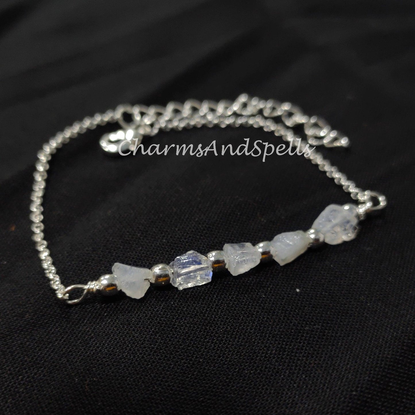 Raw Moonstone bracelet, Women bracelet, Birthstone gift, Raw moonstone bracelet, healing crystals bracelet, bracelet for women - Charms And Spells