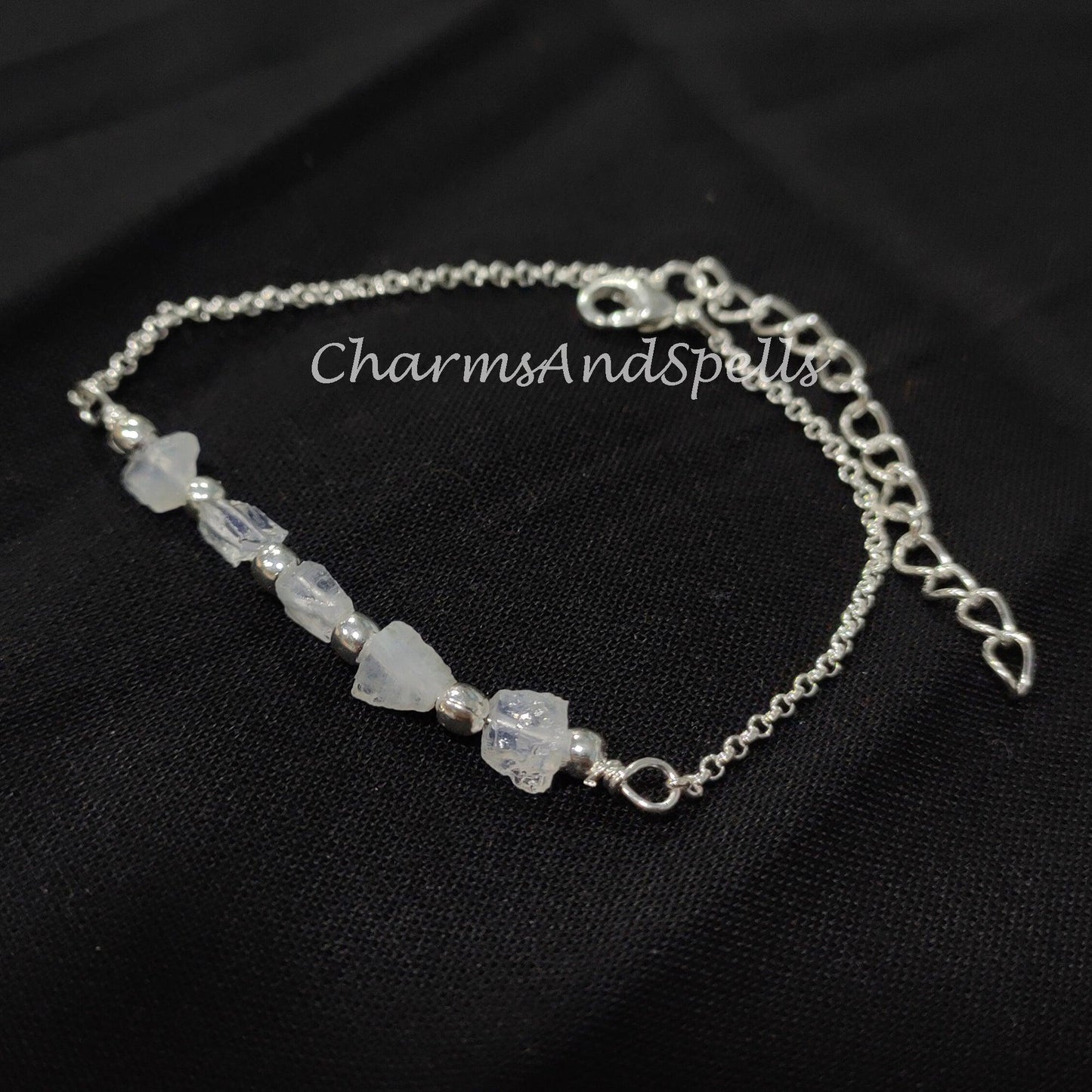 Raw Moonstone bracelet, Women bracelet, Birthstone gift, Raw moonstone bracelet, healing crystals bracelet, bracelet for women - Charms And Spells